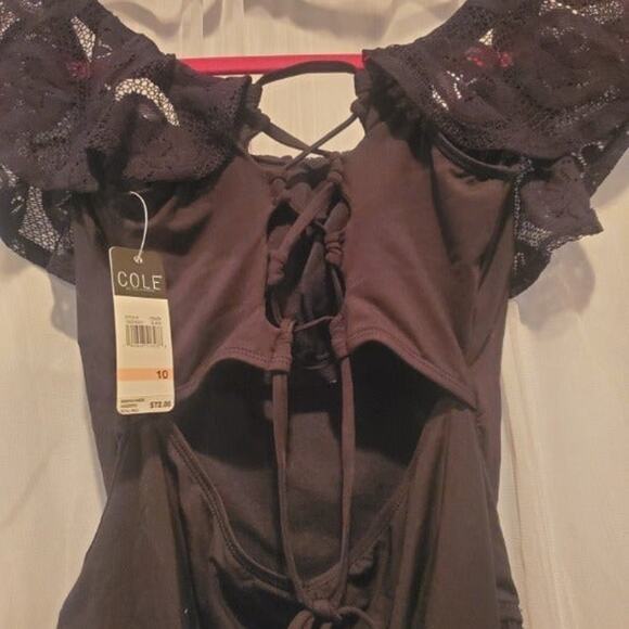 NWT Cole - Lace Ruffle Black Swimsuit - Picture 5 of 6